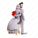wedding, couple, marriage, married, romance, character, illustration, cartoon 