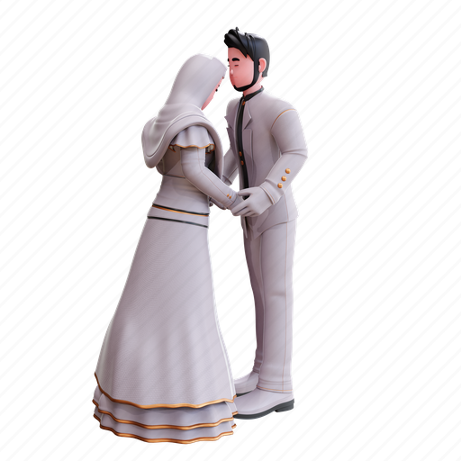 Wedding, couple, marriage, married, romance, character, illustration 3D illustration - Download on Iconfinder