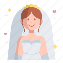 bride, woman, girl, female, marriage, romantic, dress, wedding, avatar
