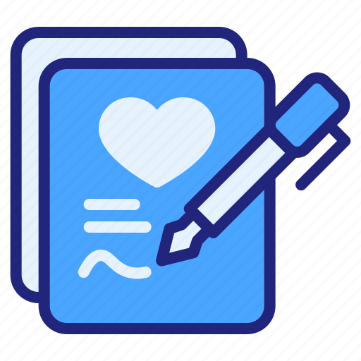 Marriage, contract, wedding, certificate, heart, love, document icon - Download on Iconfinder