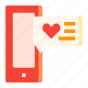 box, chat, heart, love, smartphone