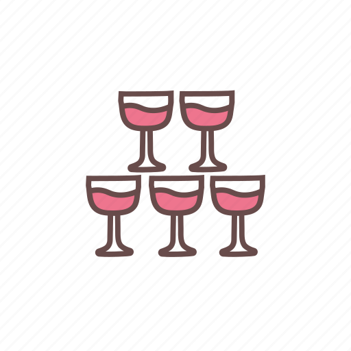 Champagne, stack, celebration, glass, party, wedding, wine icon - Download on Iconfinder