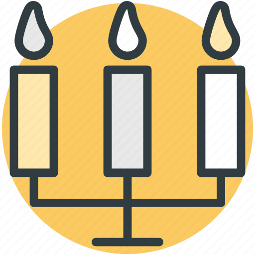 Burning candle, candelabra, candles, retro candlestick, three candles icon - Download on Iconfinder