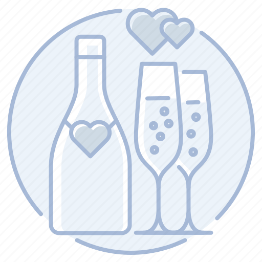 Bottle, champagne, flutes, heart, love, marriage, toast icon - Download on Iconfinder