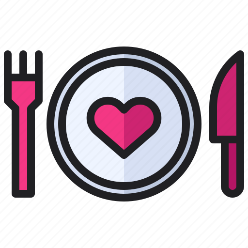 Food, fork, knife, love, plate, romance, wedding icon - Download on Iconfinder