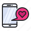 love, mobile, notification, phone, romance, smartphone, wedding 