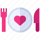 food, fork, knife, love, plate, romance, wedding