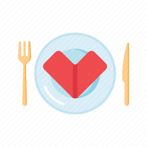 Dinner, love, fork, heart, knife, napkin, plate icon - Download on Iconfinder