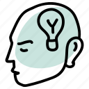 bulb, think, idea, thought, human, head