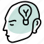 bulb, think, idea, thought, human, head 