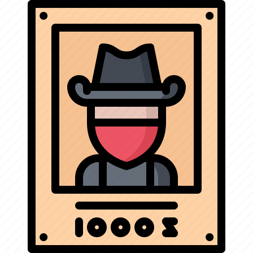Cowboy, leaflet, search, wanted, west, wild icon - Download on Iconfinder