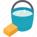 bucket, soap, sud, water, cleaning
