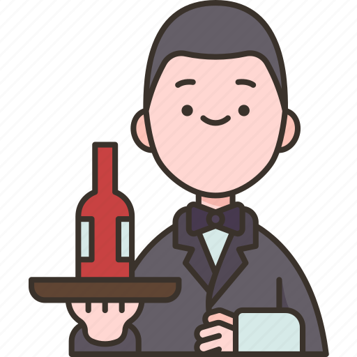 Waiter, serve, wine, restaurant, service icon - Download on Iconfinder