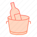 bucket, alcohol, ice, glass, bottle, drink, celebration, cooler, party