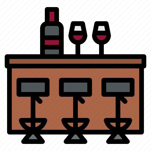 Bar, counter, chair, wine, glass, club icon - Download on Iconfinder