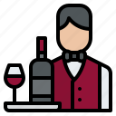 waiter, wine, dining, service