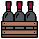 wine, bottles, wooden, crate, winery