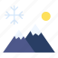 mountain, sun, snow, flake, winter, weather 