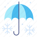 umbrella, snowing, snow, flake, winter, weather