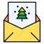 email, envelop, christmas, card, tree, pine 