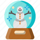 snow, globe, glass, sphere, snowman, decoration, winter