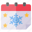 calendar, season, winter, snowflakes, schedule, date 