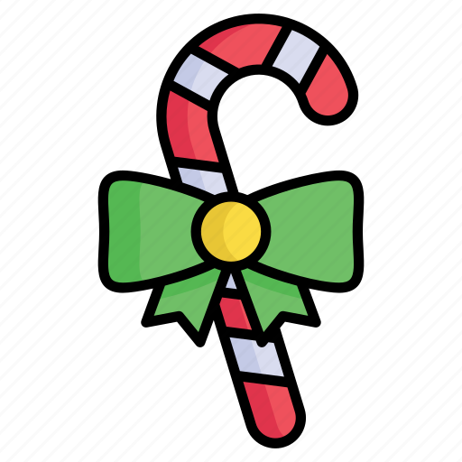 Candy cane, cane, bow, candy, ribbon, food, christmas icon - Download on Iconfinder
