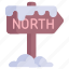 guidepost, fingerpost, direction, north, pole, signpost, snow 