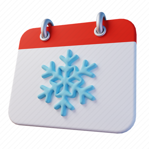 Winter, season, calendar, date, snowflake, weather, climate 3D illustration - Download on Iconfinder