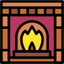 fireplace, chimney, warm, living, room, winter