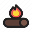 bonfire, fire, camping, wood, flames