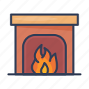 fireplace, chimney, warm, winter, fire, flame