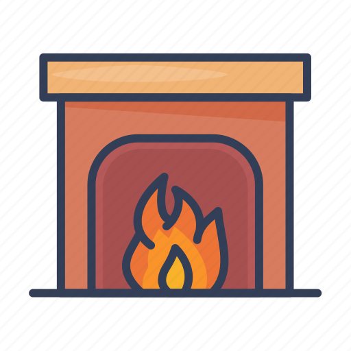 Fireplace, chimney, warm, winter, fire, flame icon - Download on Iconfinder