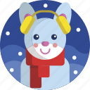 bunny, headset, mascot, rabbit, scarf, season, winter