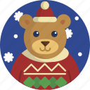 animal, bear, festive, season, snowflake, teddy, winter