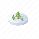tree, isometric, winter, object, merry, christmas, nature, label, snowy