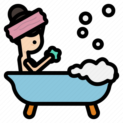 Girl, woman, bath, bathtub, bubbles, shower, soap icon - Download on Iconfinder