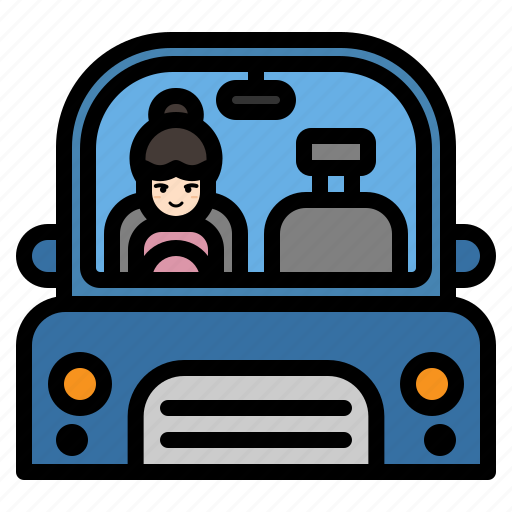Girl, woman, driving, car, drive, journey, vehicle icon - Download on Iconfinder
