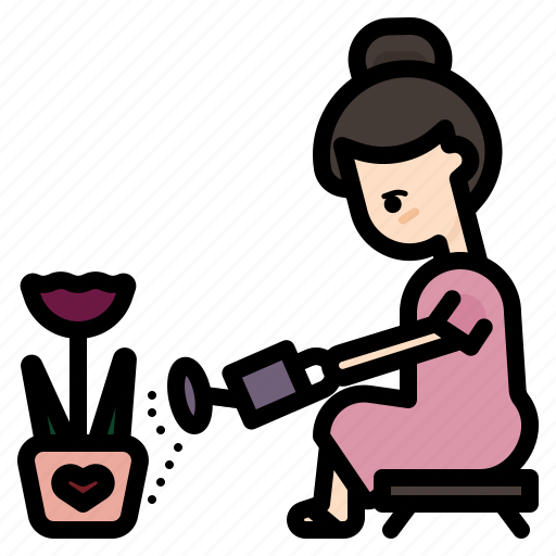 Girl, woman, flower, watering, pot, watering can icon - Download on Iconfinder