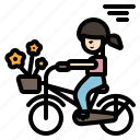 girl, woman, riding, bicycle, bike, flowers, avatar 