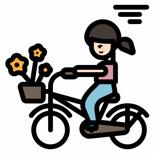 Girl, woman, riding, bicycle, bike, flowers, avatar icon - Download on Iconfinder