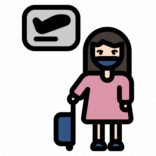 Girl, woman, travel, airport, departure, luggage, new normality icon - Download on Iconfinder