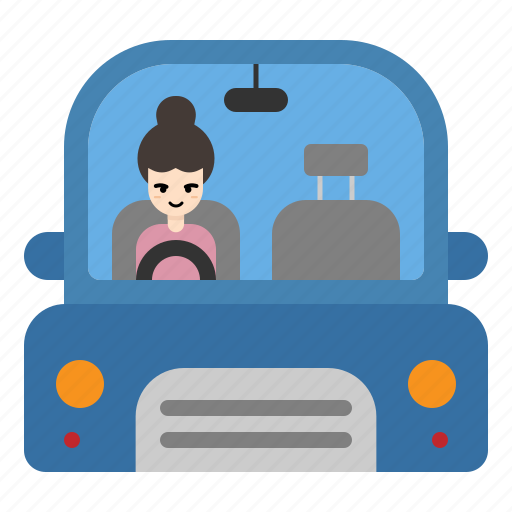 Girl, woman, driving, car, journey, vehicle, avatar icon - Download on Iconfinder