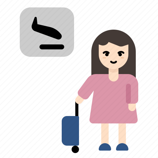 Girl, woman, travel, airport, arrival, luggage, avatar icon - Download on Iconfinder