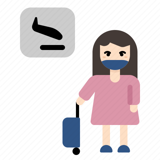 Girl, woman, travel, airport, arrival, luggage, new normality icon - Download on Iconfinder