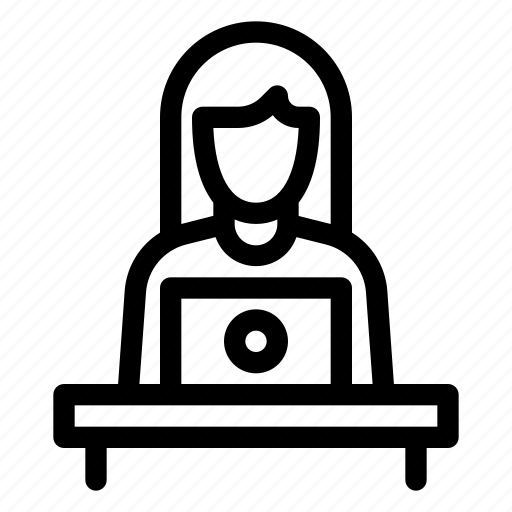 Worker, employee, long hair, woman, womens day icon - Download on Iconfinder