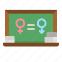 equality, blackboard, education, woman, man