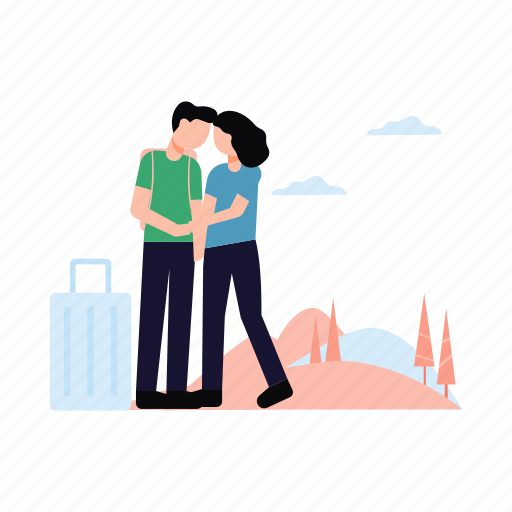 Couple, romance, standing, travel, suitcase icon - Download on Iconfinder