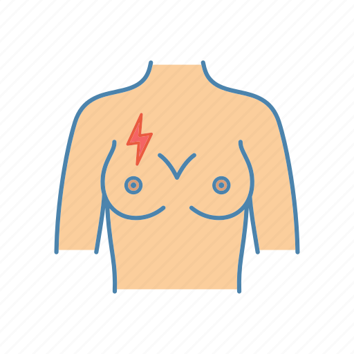 Breast, breast ache, breast pain, lightning bolt, mammary, mastalgia, pain icon - Download on Iconfinder