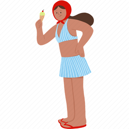 Girl, eating, woman, ice cream cone, activity, summer, beach icon - Download on Iconfinder